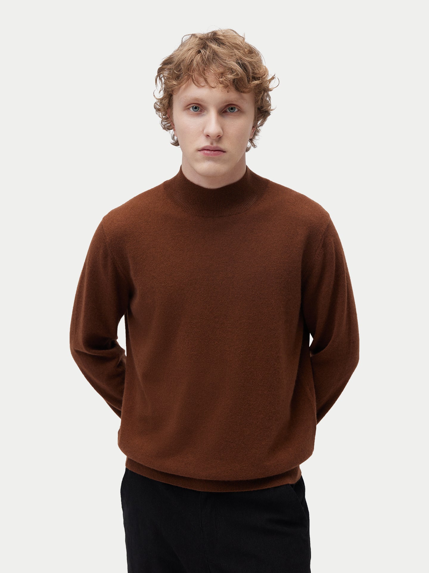 Men's Pure Cashmere Mock Neck Sweater Aztec | Gobi Cashmere