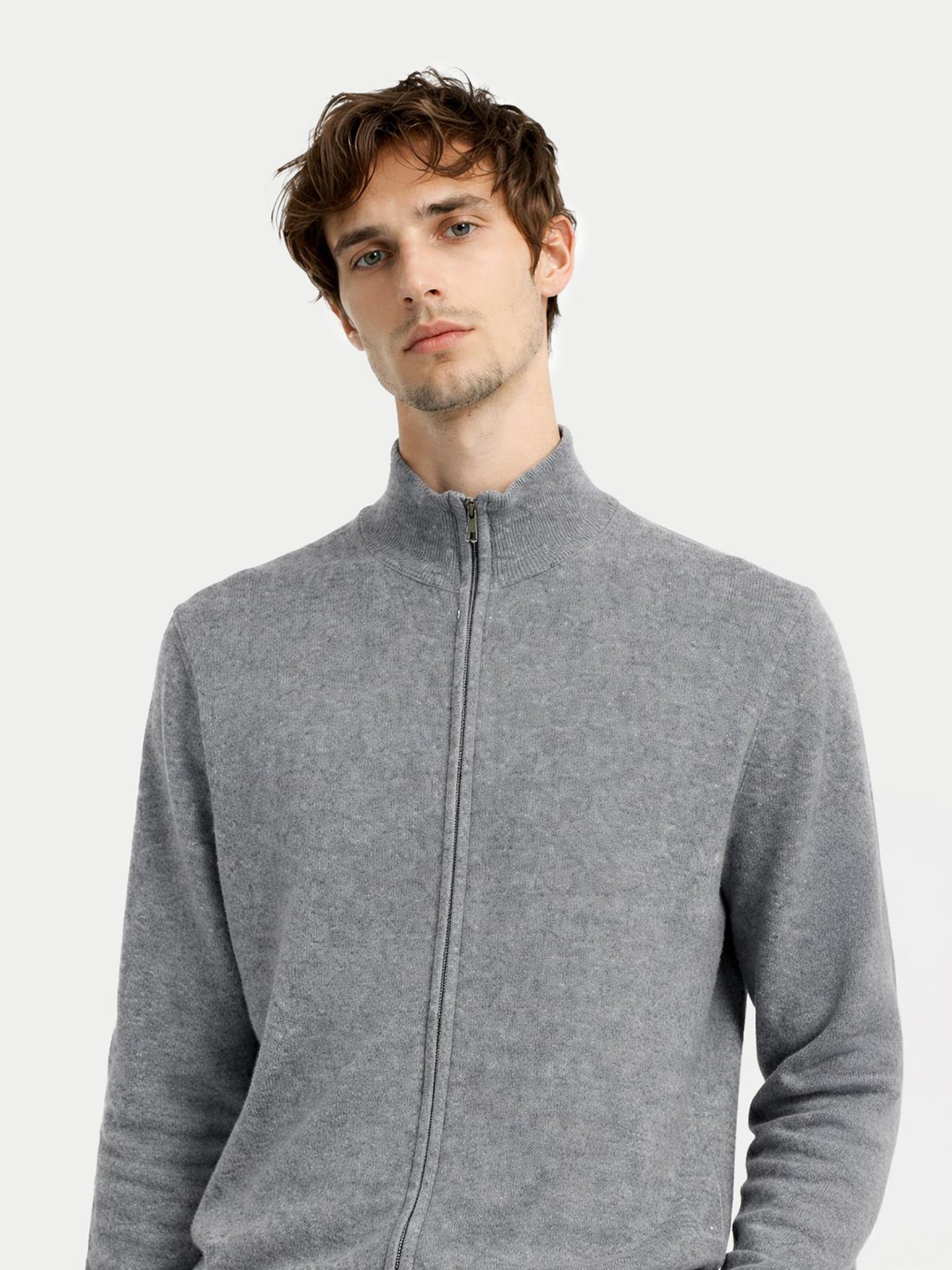 Cardigan zippé en cachemire Essential pour hommes