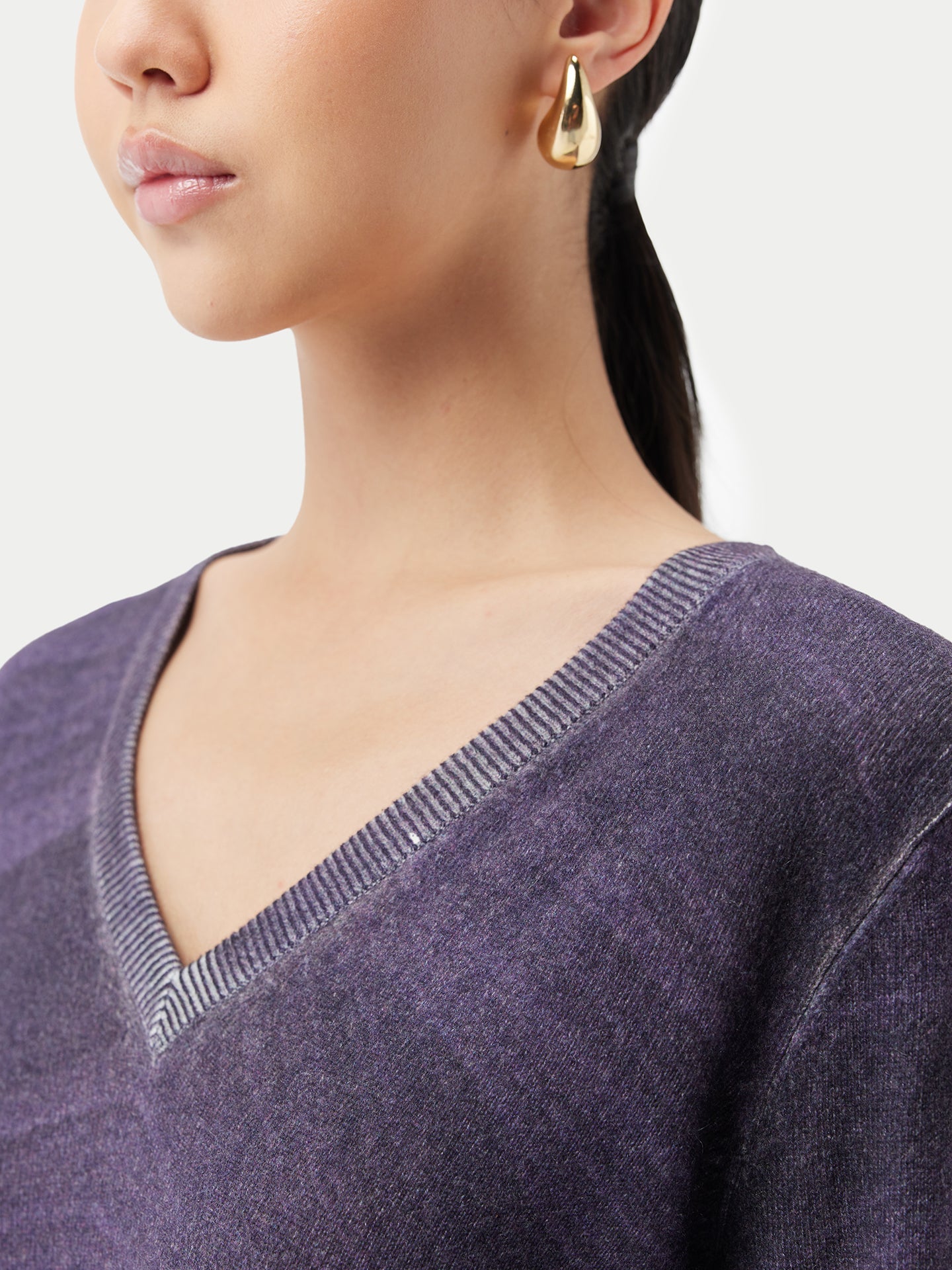 Pull imprimé V en cachemire Blanc - Gobi Cashmere