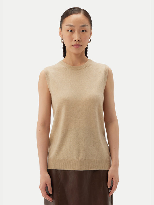 Gilet col rond en cachemire Essentiel pour femmes Couleur Organique