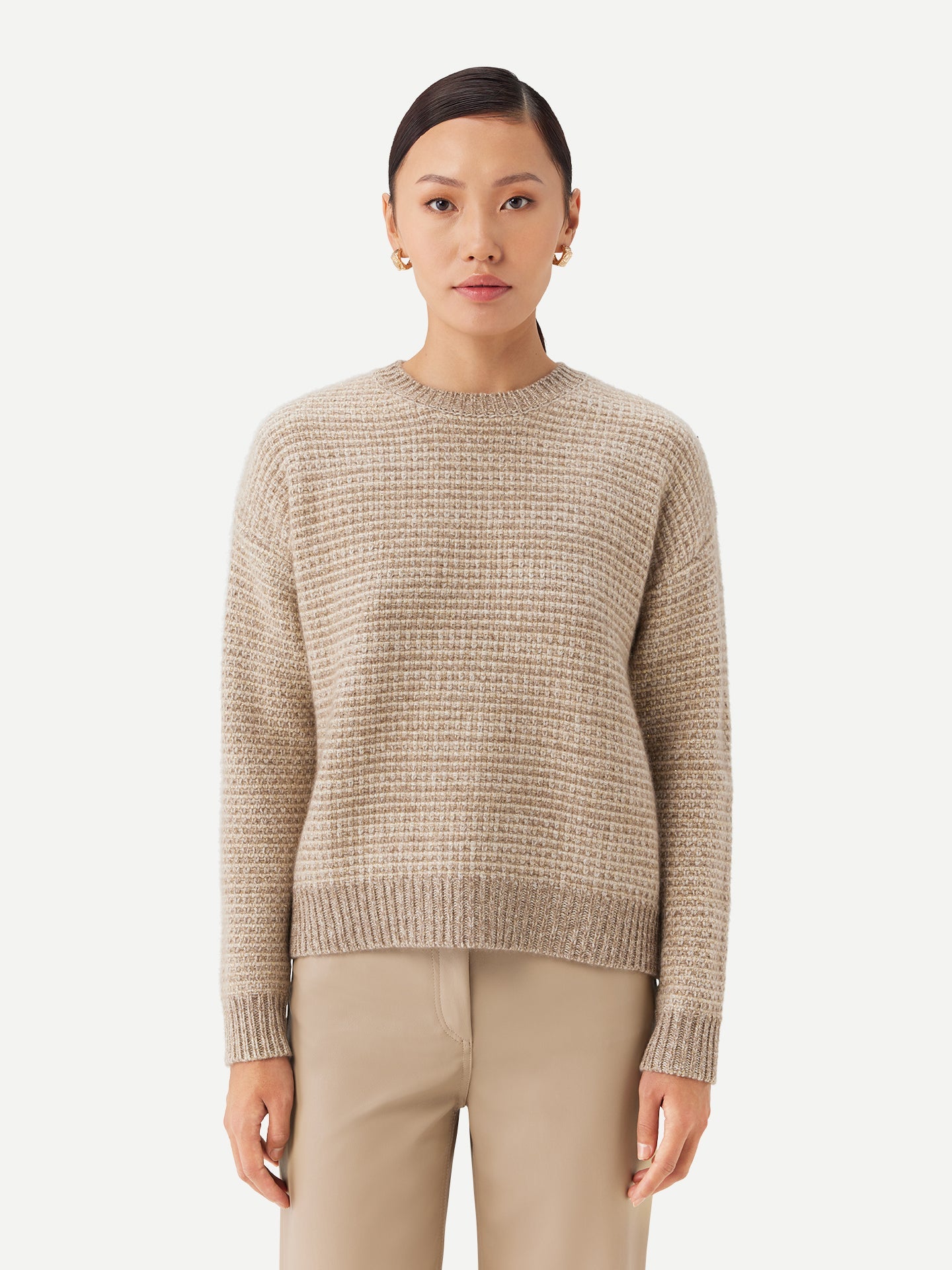 Pull Col Rond Motif Tweed