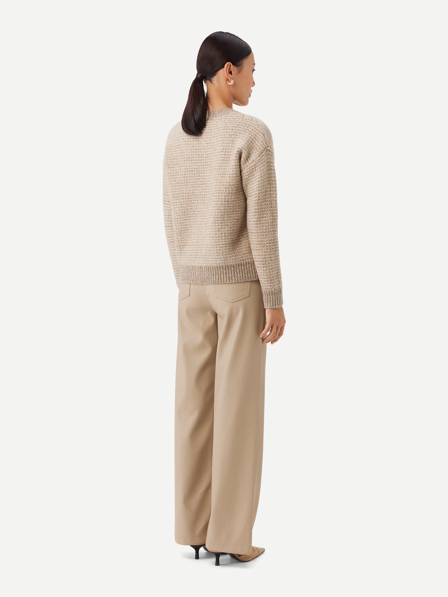 Pull Col Rond Motif Tweed