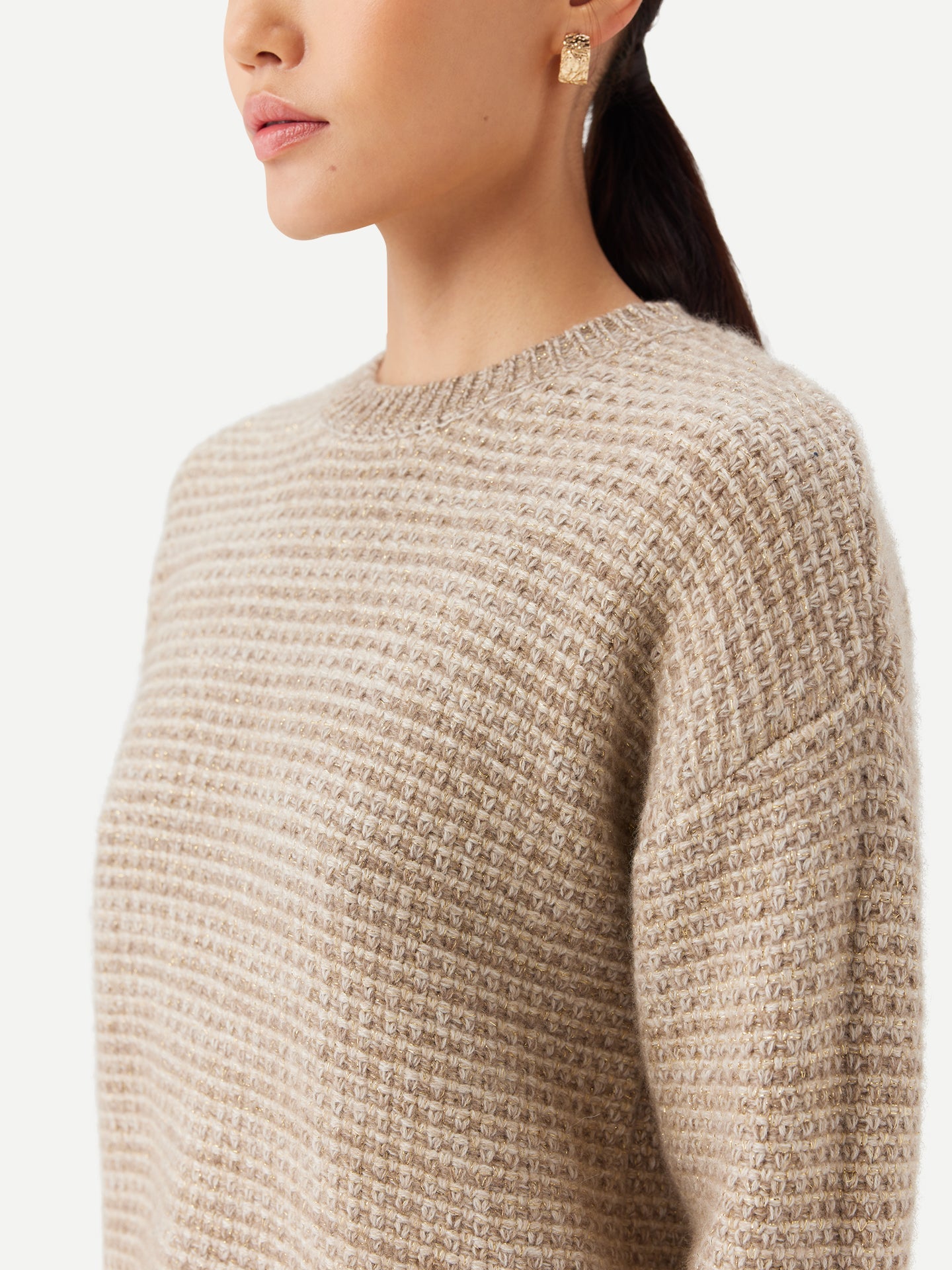 Pull Col Rond Motif Tweed