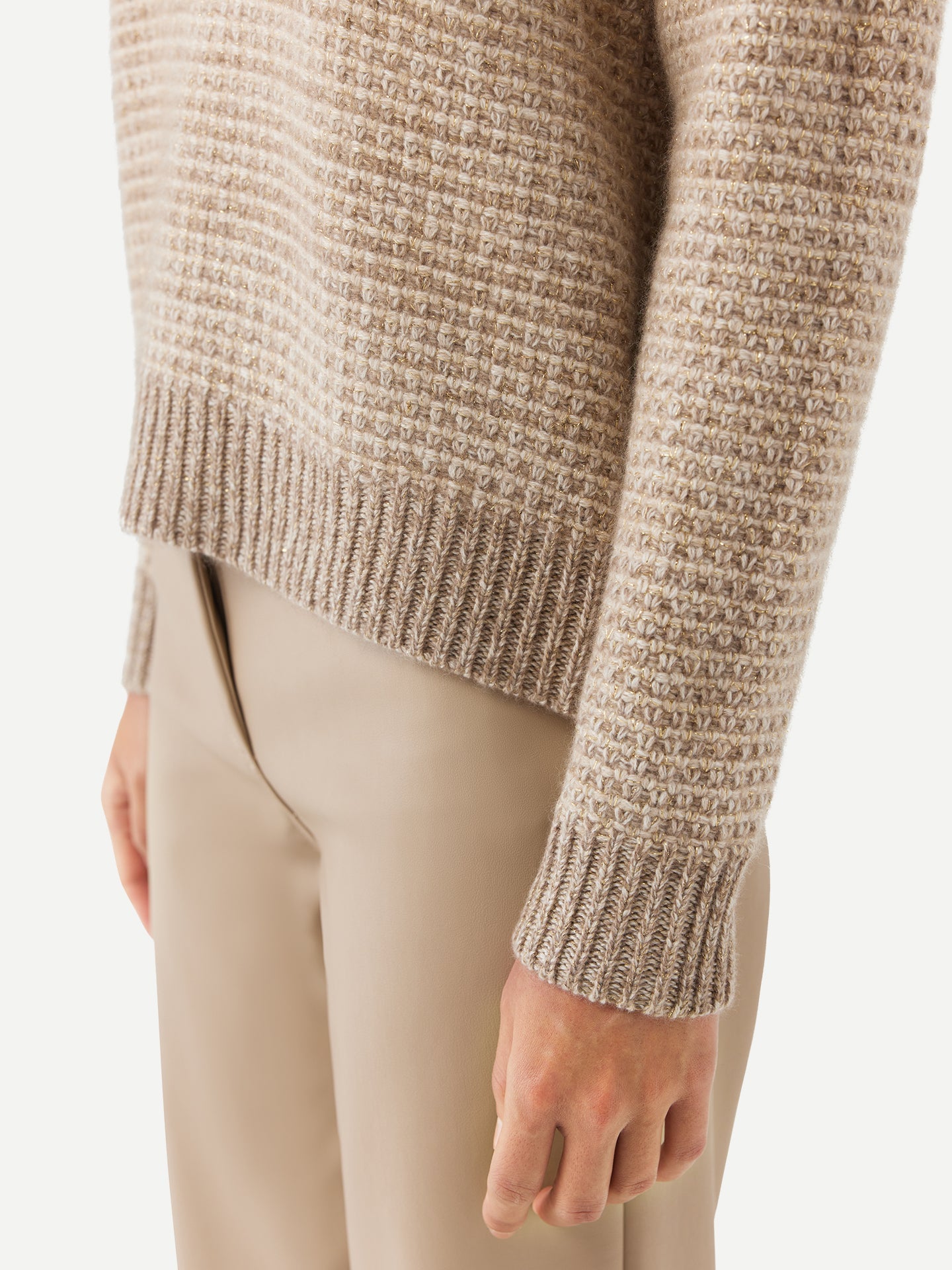 Pull Col Rond Motif Tweed