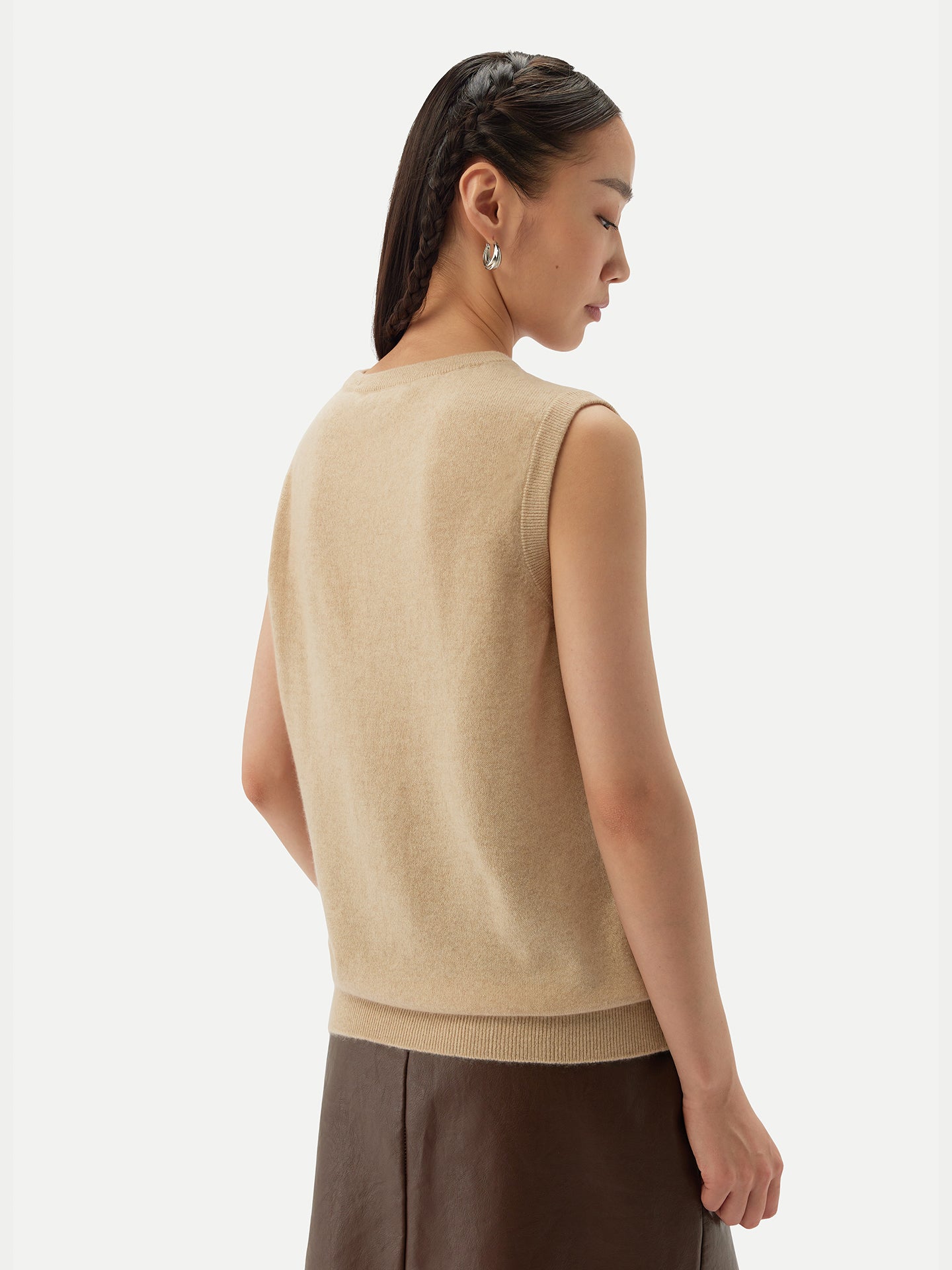 Gilet col rond en cachemire Essentiel pour femmes Couleur Organique