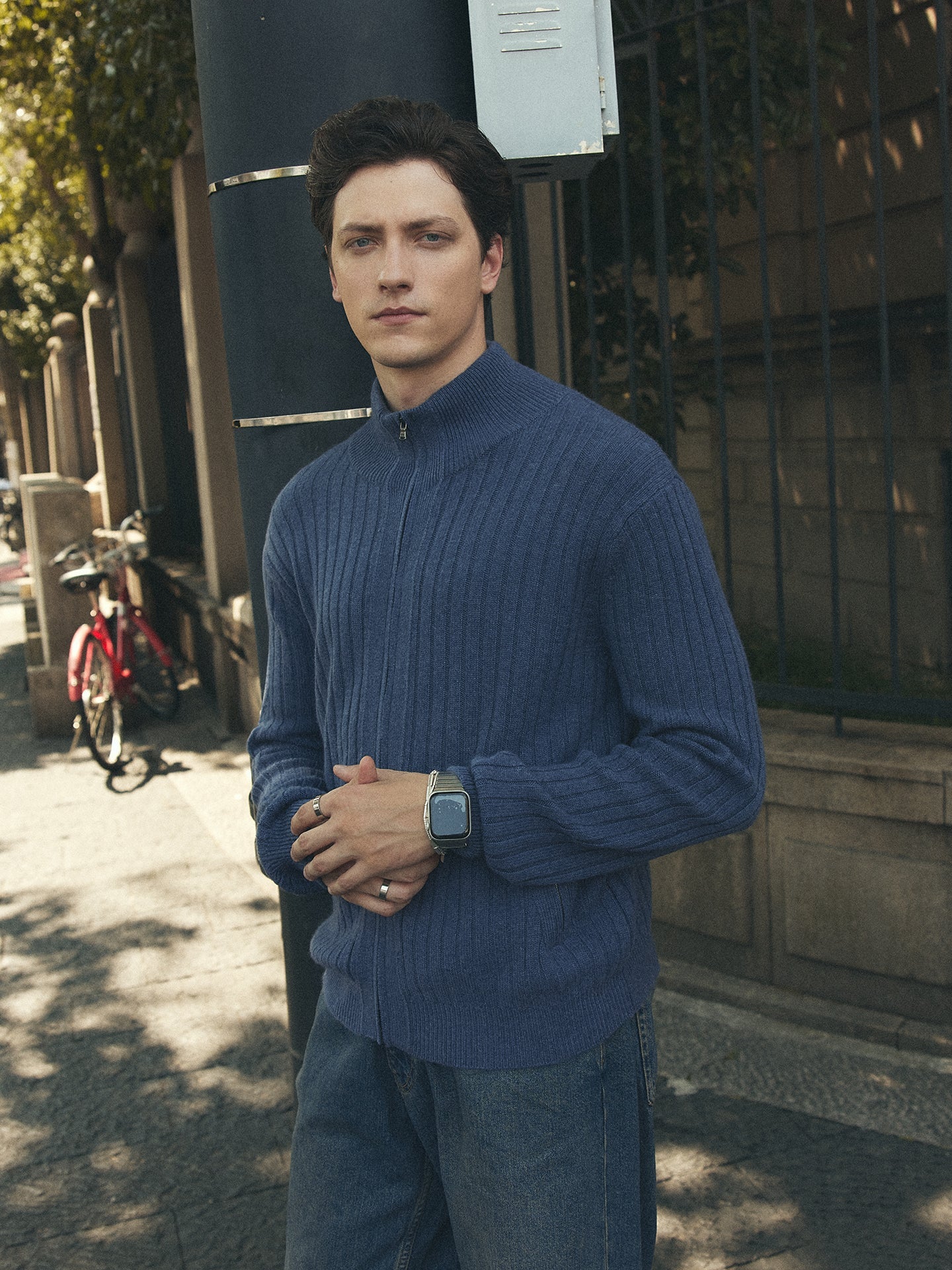 Cardigan à fermeture éclair  Navy - Gobi Cashmere