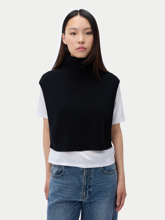 Écharpe col roulé en cachemire unisexe couleur noir | GOBI Cashmere