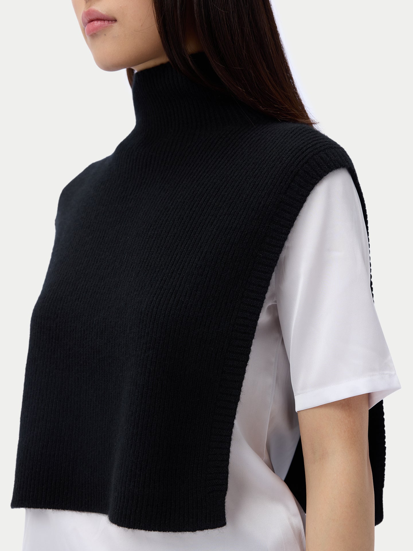 Écharpe col roulé en cachemire unisexe couleur noir | GOBI Cashmere