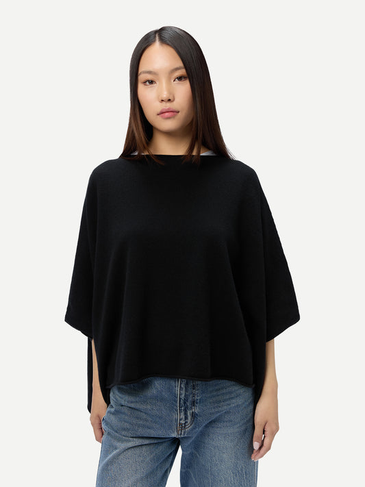 Poncho en cachemire 3D seamless femme couleur noir | GOBI Cashmere