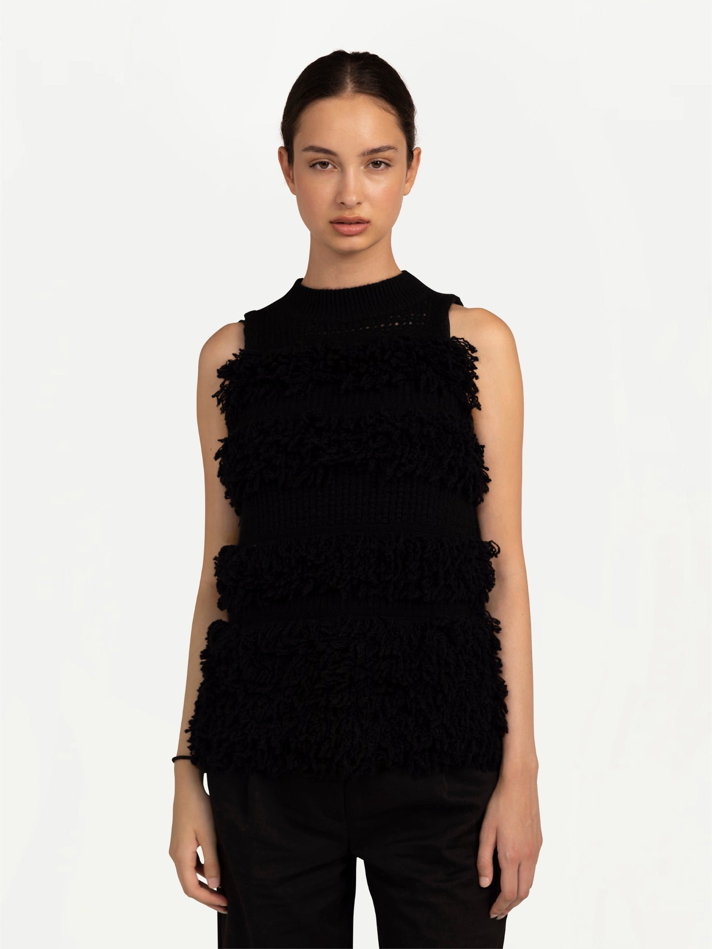 Gilet en cachemire à points bouclés Noir - Gobi Cashmere