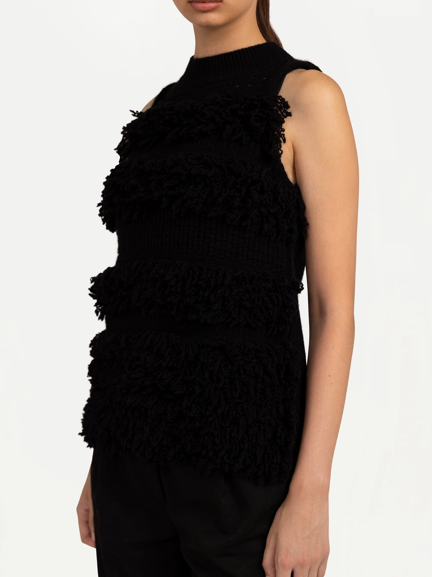 Gilet en cachemire à points bouclés Noir - Gobi Cashmere