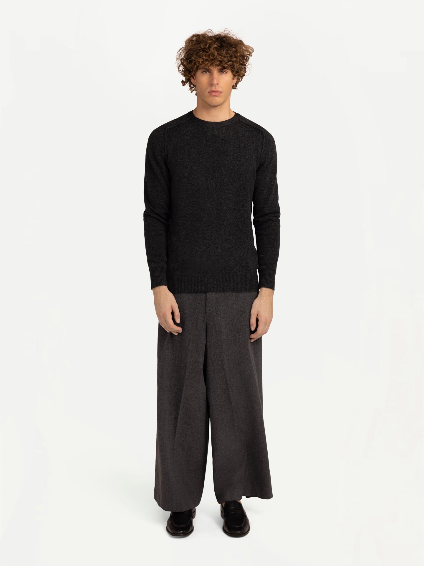Pull ras du cou Mouliné Gris - Gobi Cashmere
