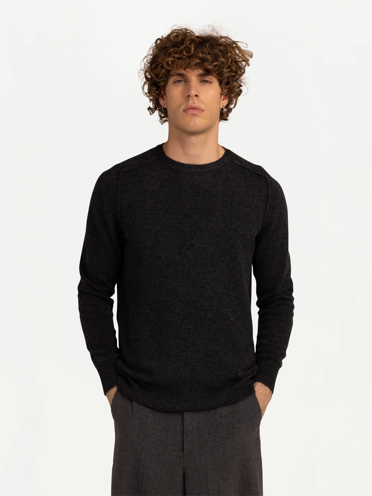 Pull ras du cou Mouliné Gris - Gobi Cashmere