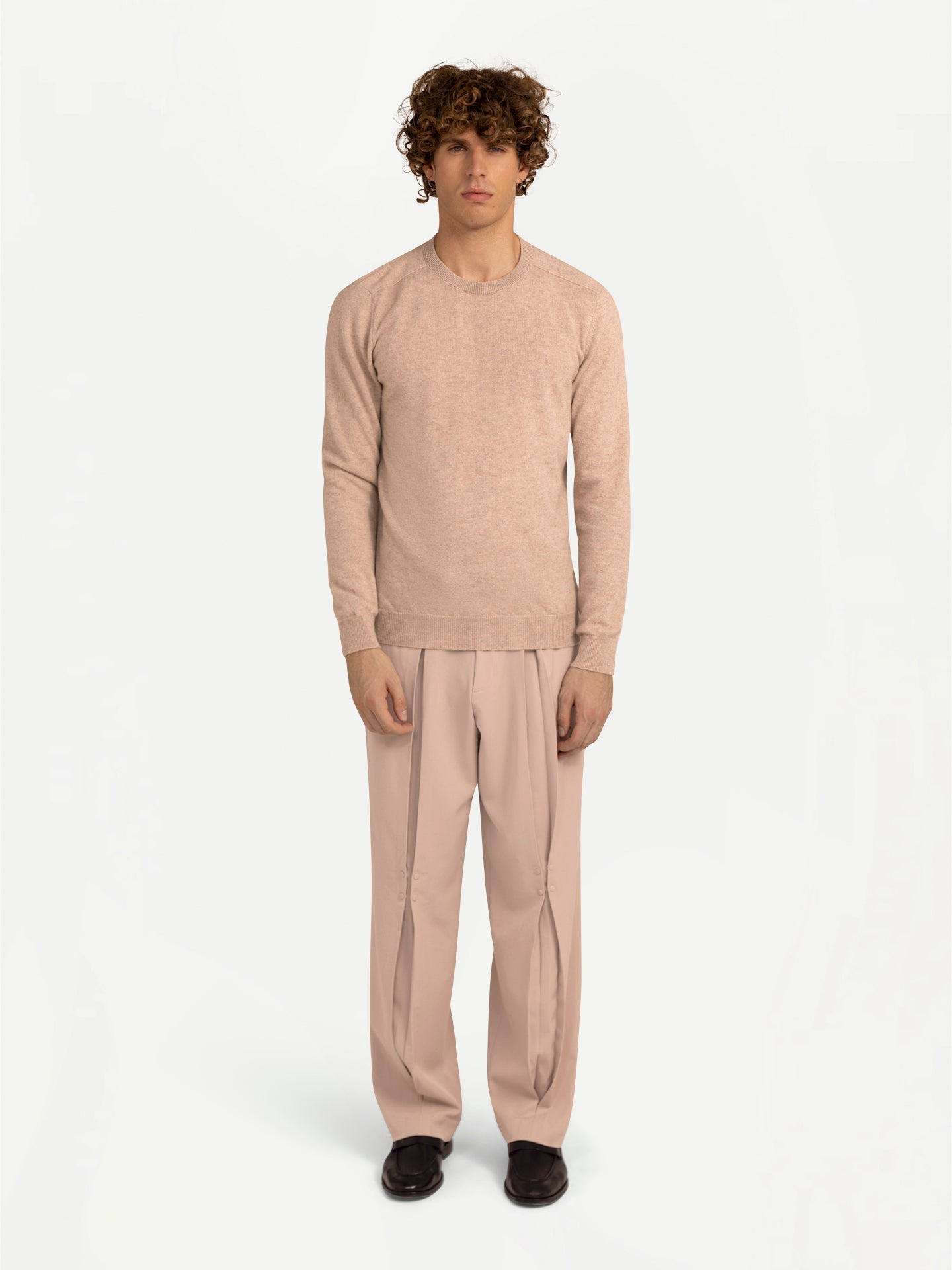 GOBI Cashmere Pull à col ras du cou Giorgio Spina Taupe - Gobi Cashmere