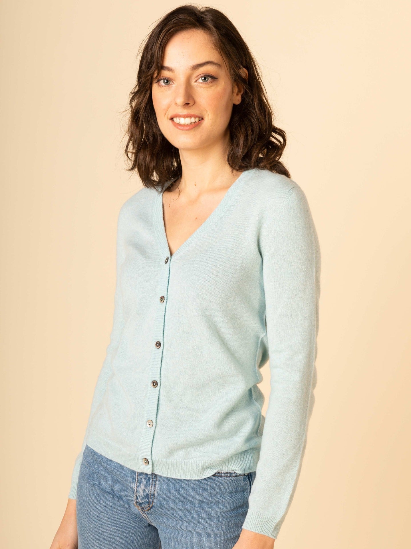 Cardigan col en V en Cachemire pour femmes Marin - Gobi Cashmere