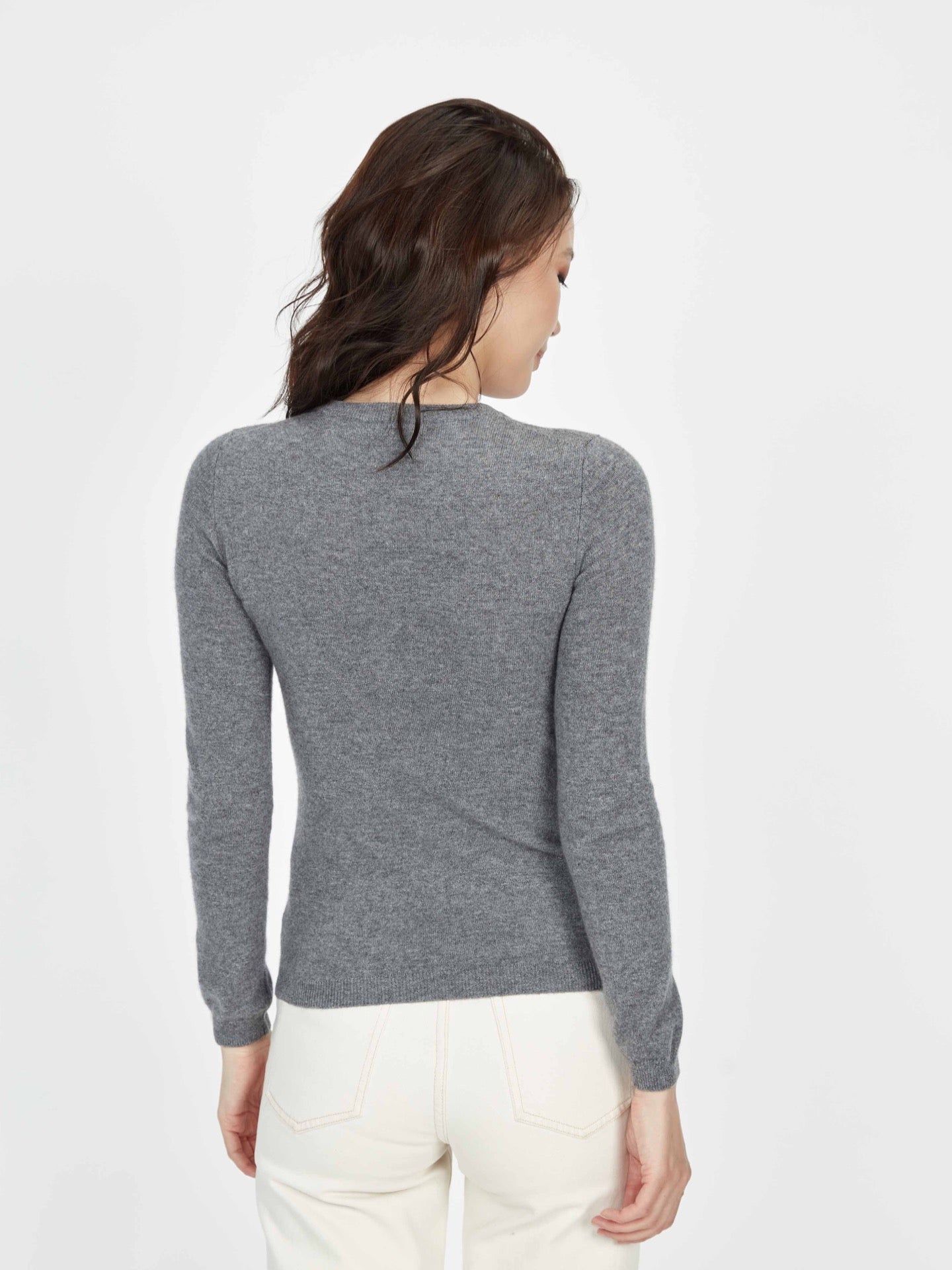 Cardigan col rond en cachemire pour femme ,couleur Gris - Gobi Cashmere