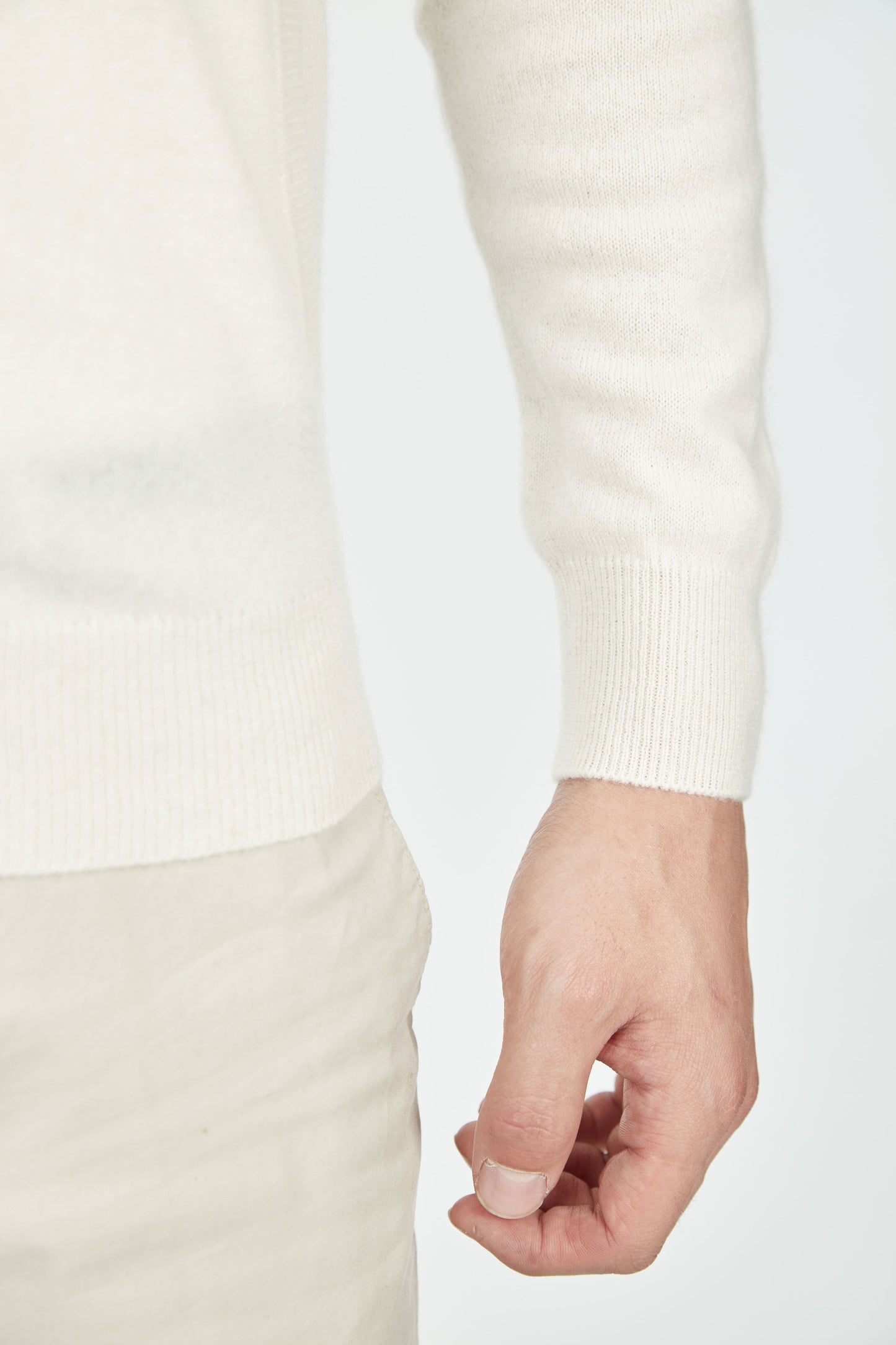 Cardigan á col montant en cachemire pour homme , couleur Blanc - Gobi Cashmere