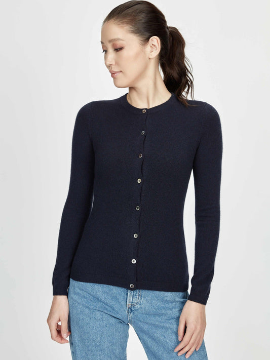 Cardigan col rond en cachemire pour femme , couleur Marin - GOBI Cashmere