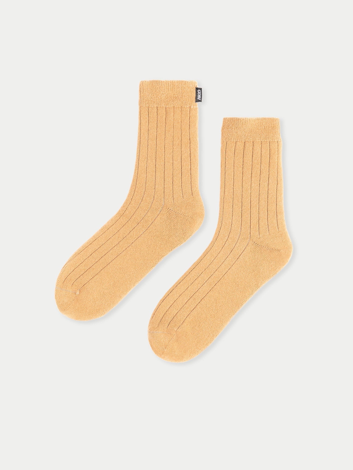 Chaussettes en tricot côtelé Unisexe Marron - Gobi Cashmere