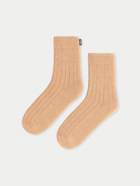 Chaussettes en tricot côtelé Unisexe Marron - Gobi Cashmere