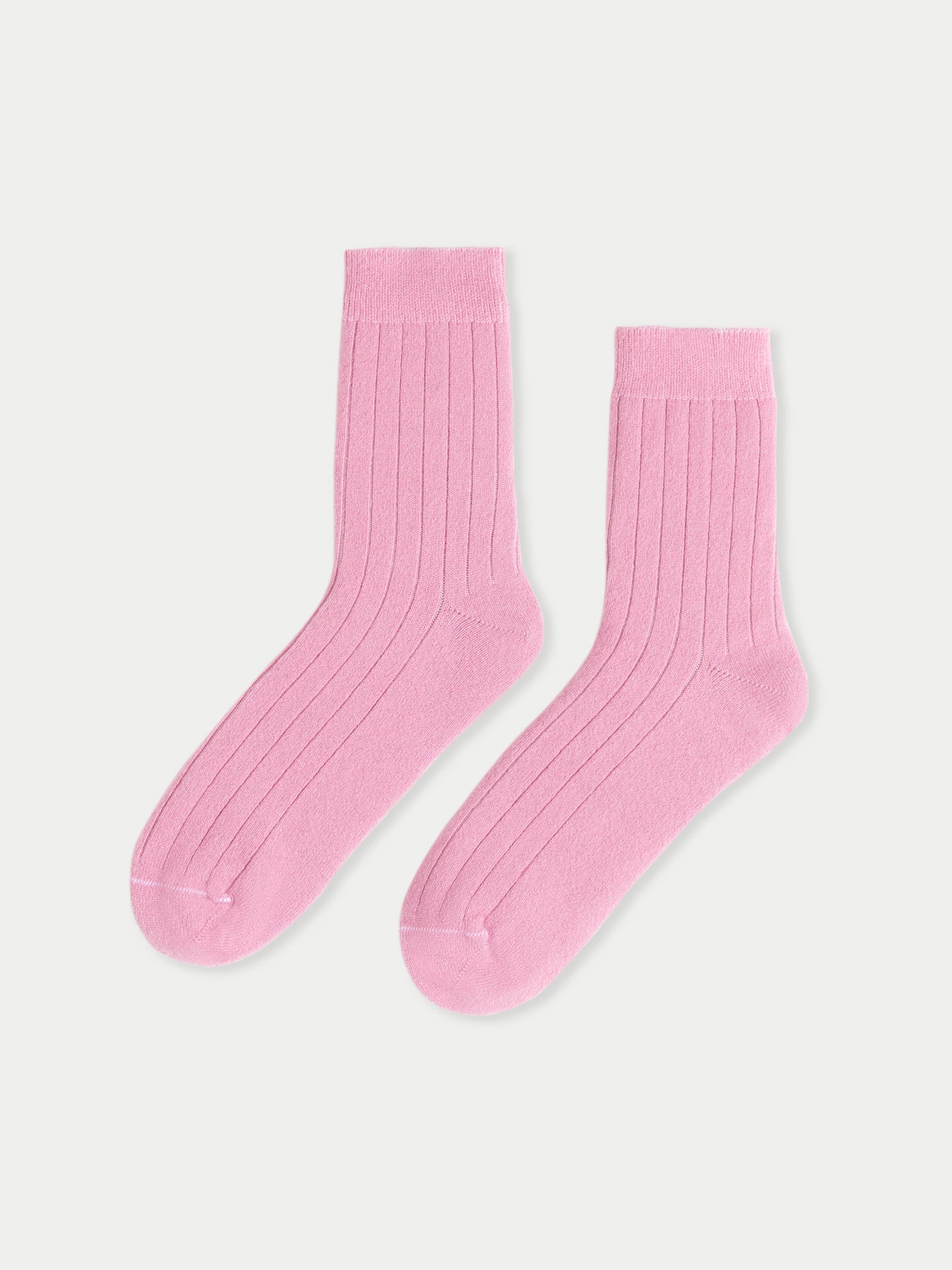 Chaussettes en tricot côtelé Unisexe Rose - Gobi Cashmere