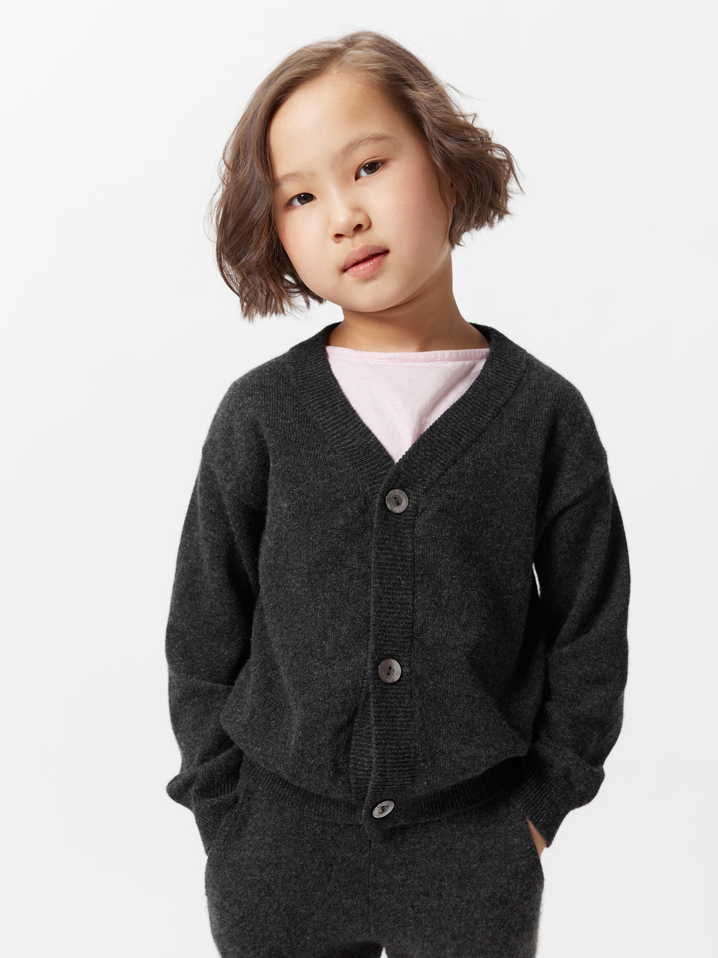 Cardigan col en V en cachemire Gris - Gobi Cashmere