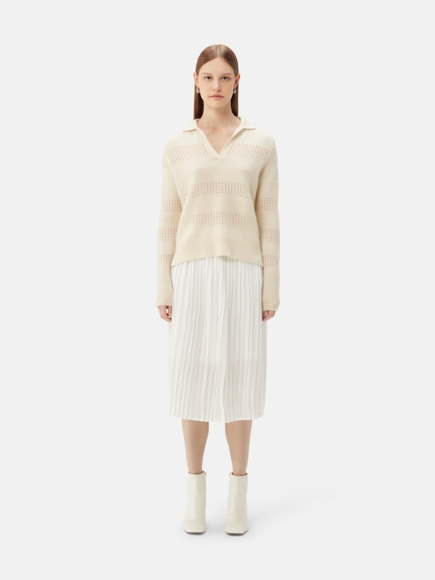 Polo en cachemire à mailles mixtes | GOBI Cashmere