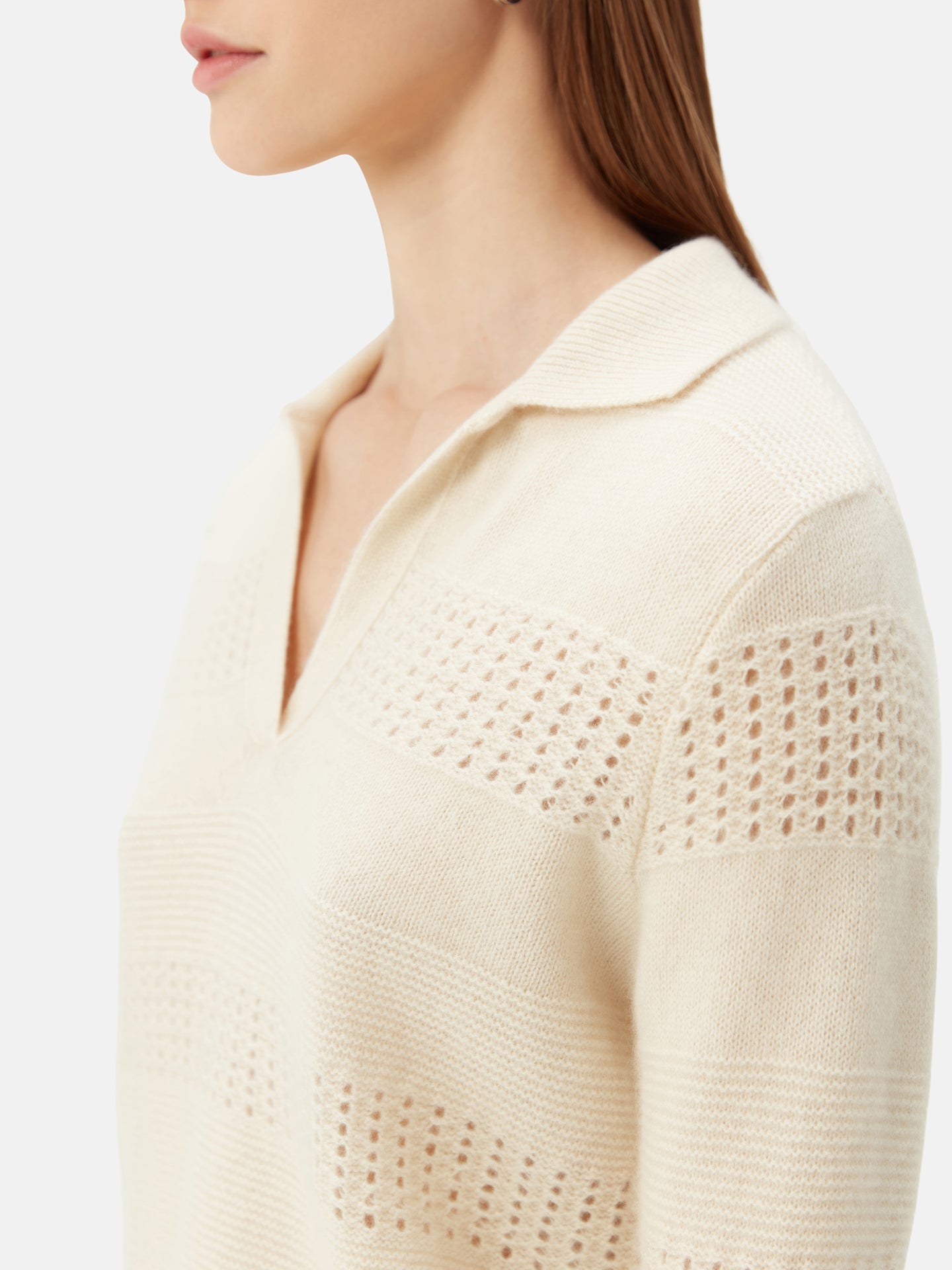 Polo en cachemire à mailles mixtes | GOBI Cashmere