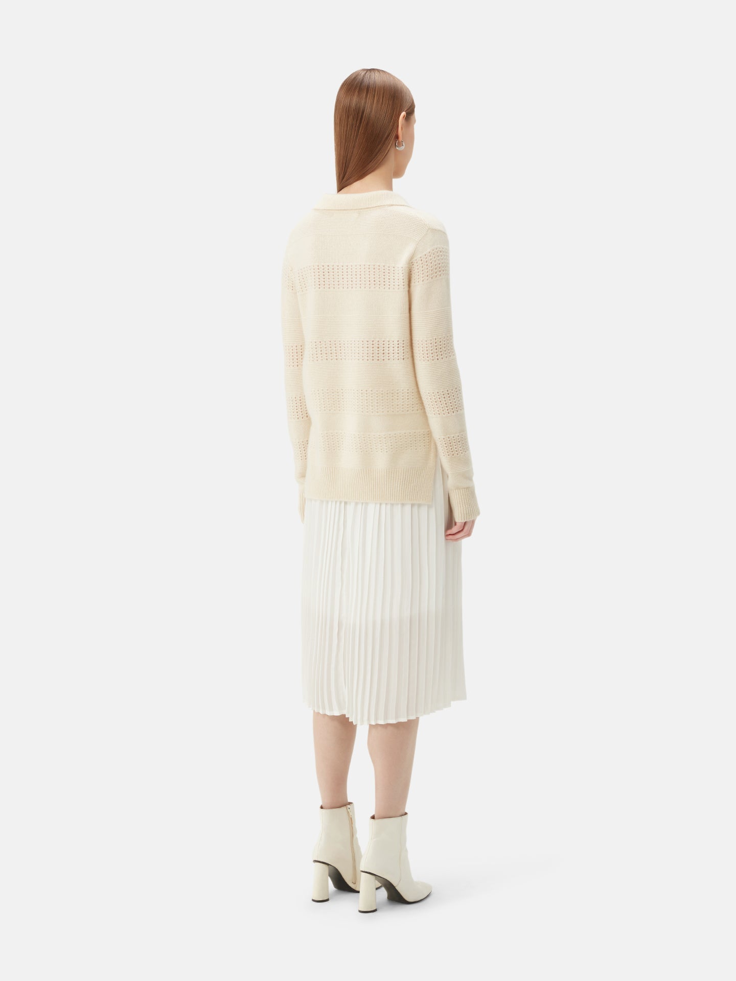 Polo en cachemire à mailles mixtes | GOBI Cashmere