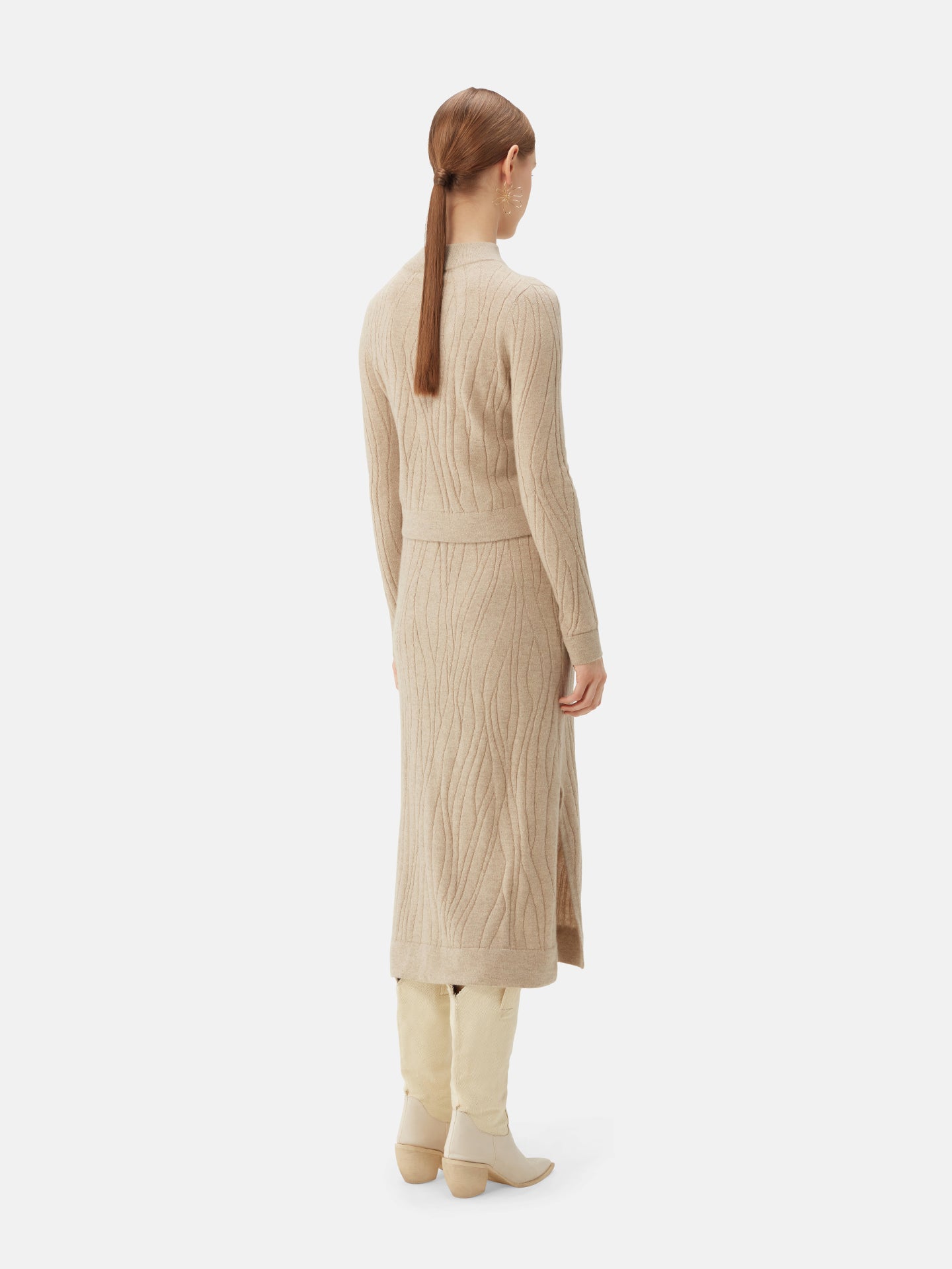 Pull en cachemire à encolure courte et haute Taupe| GOBI Cashmere 