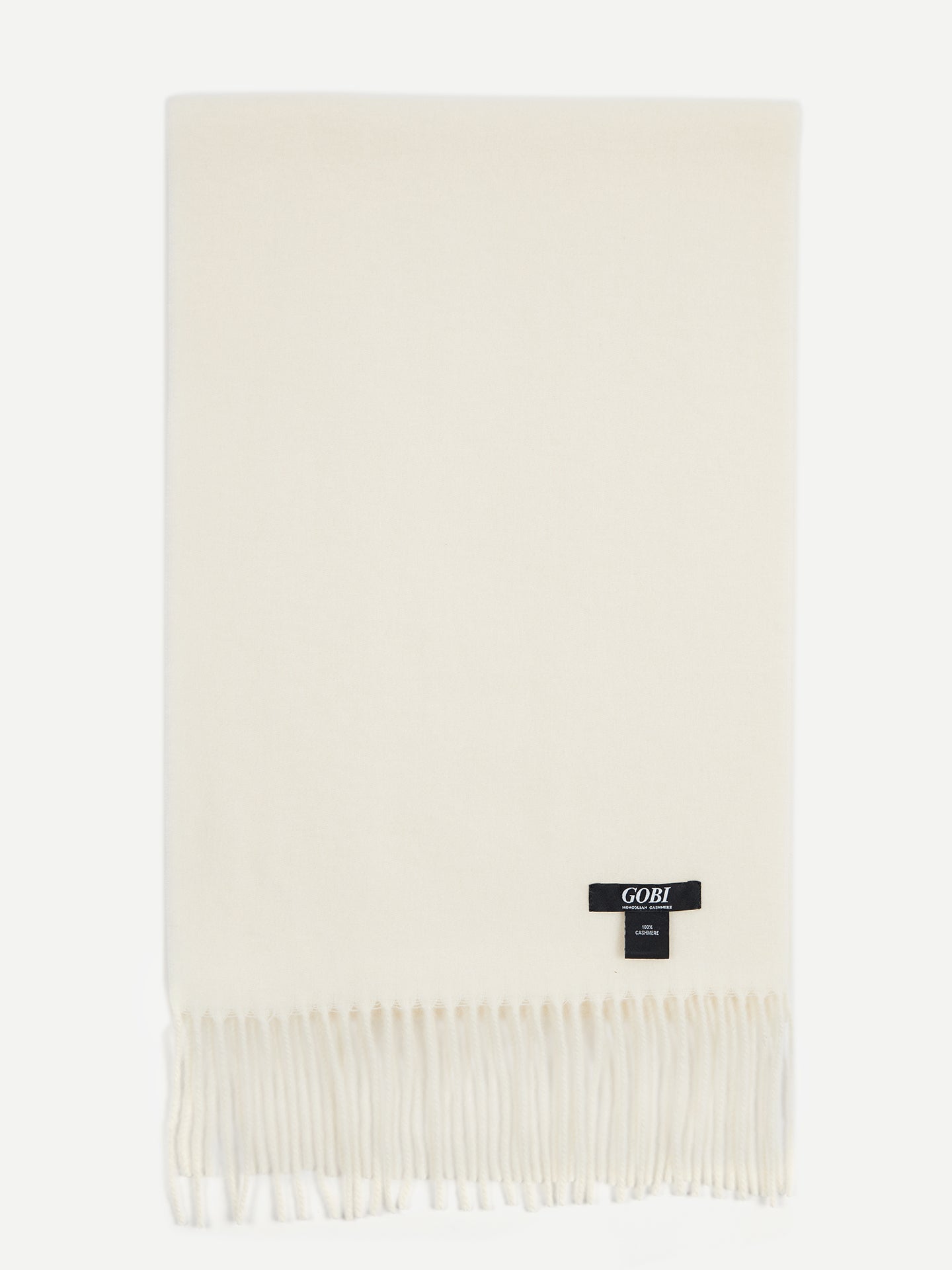 Écharpe avec franges en cachemire pour unisex Blanc - Gobi Cashmere