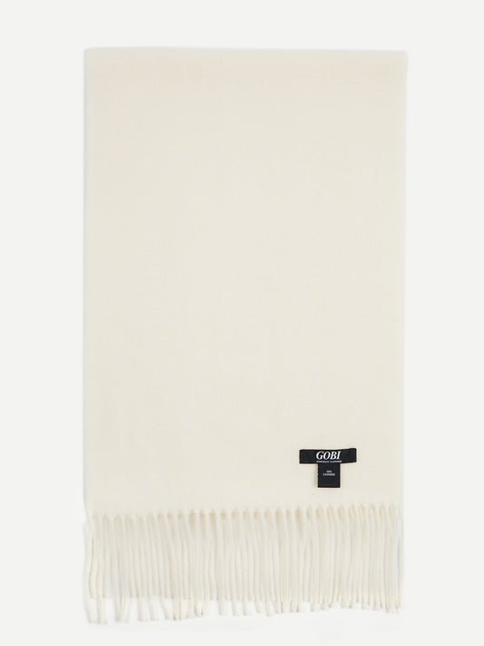 Écharpe avec franges en cachemire pour unisex Blanc - Gobi Cashmere
