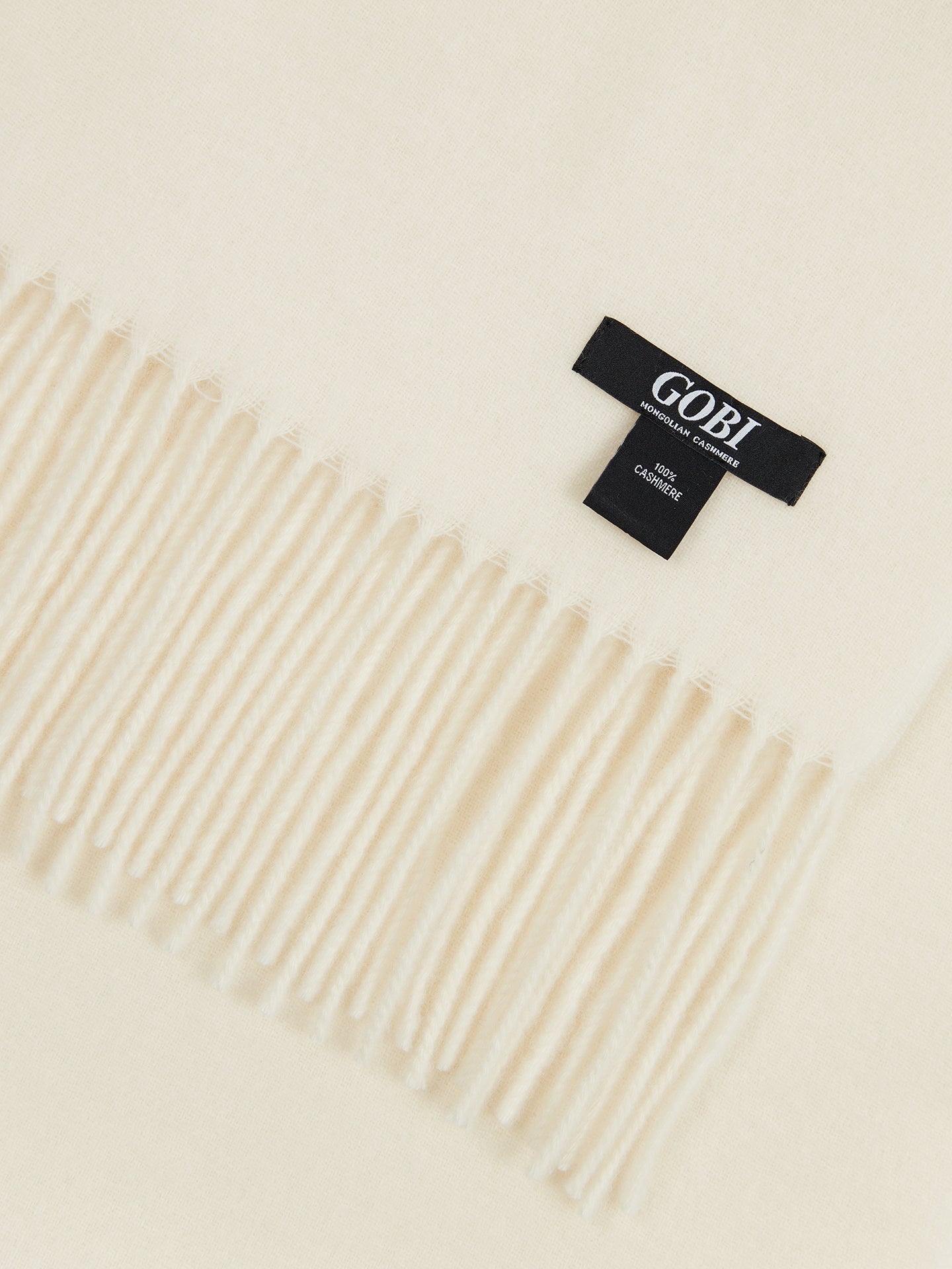 Écharpe avec franges en cachemire pour unisex Blanc - Gobi Cashmere