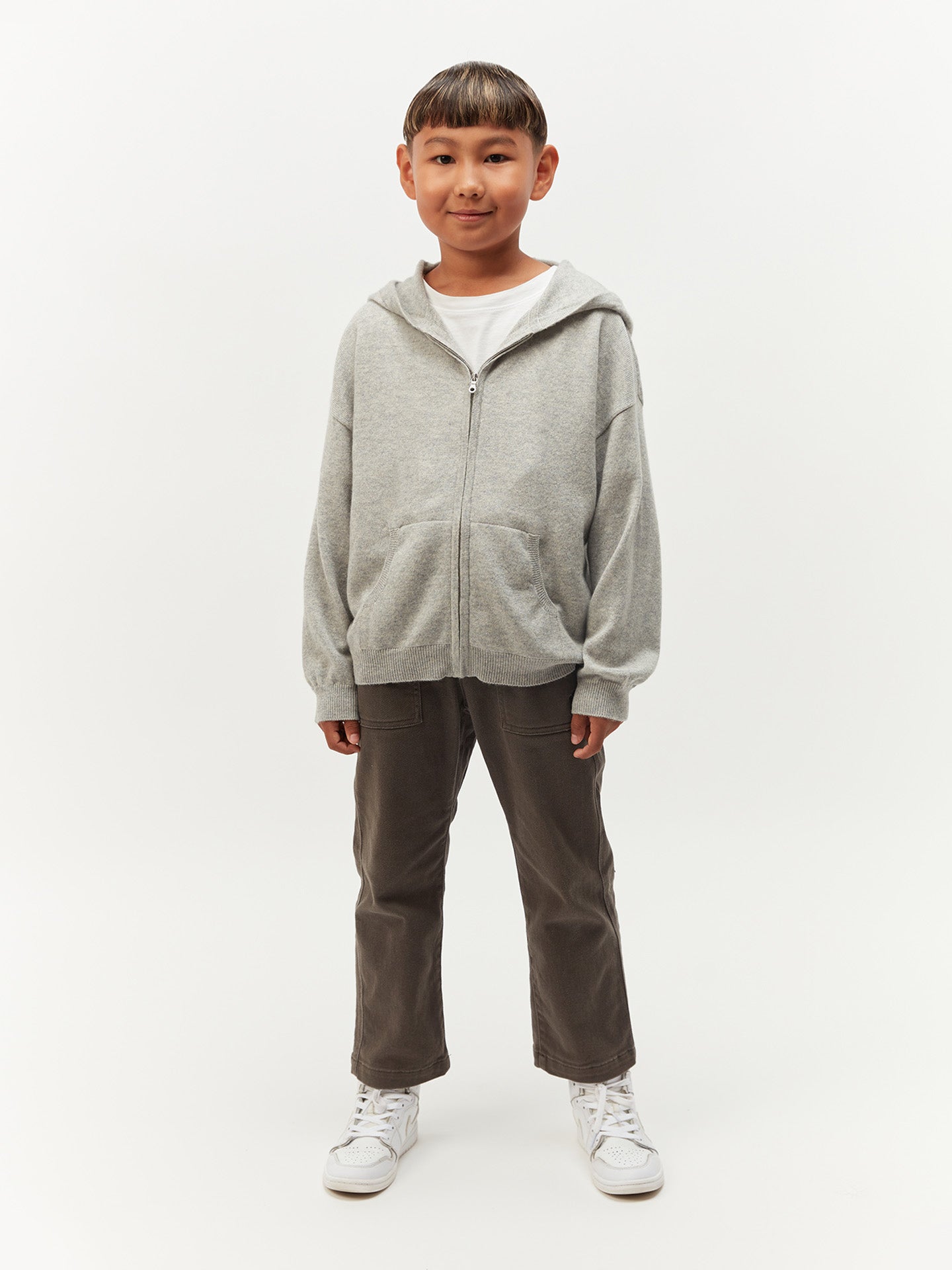 Cardigan zippé à capuche en cachemire Gris - Gobi Cashmere