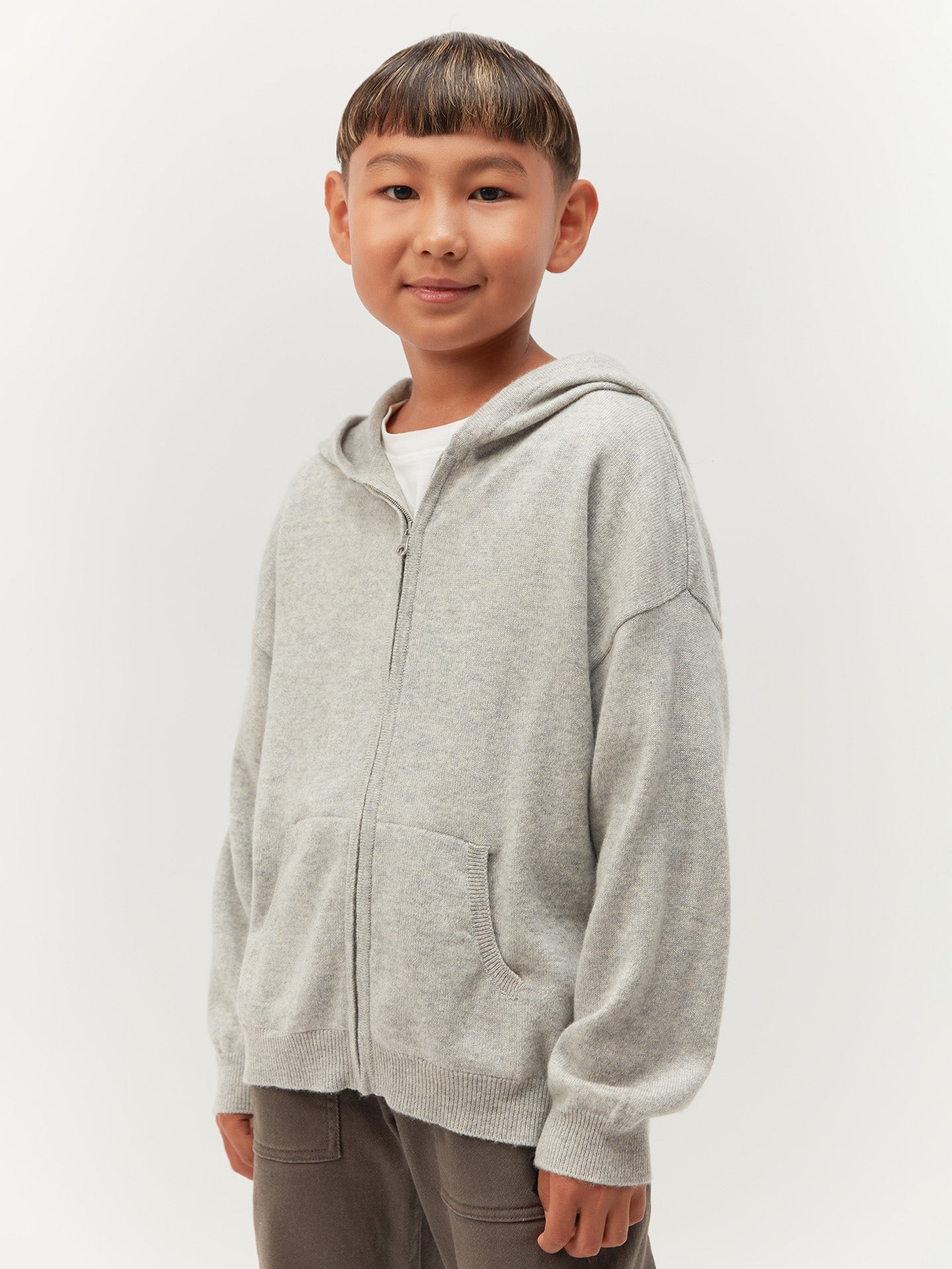 Cardigan zippé à capuche en cachemire Gris - Gobi Cashmere