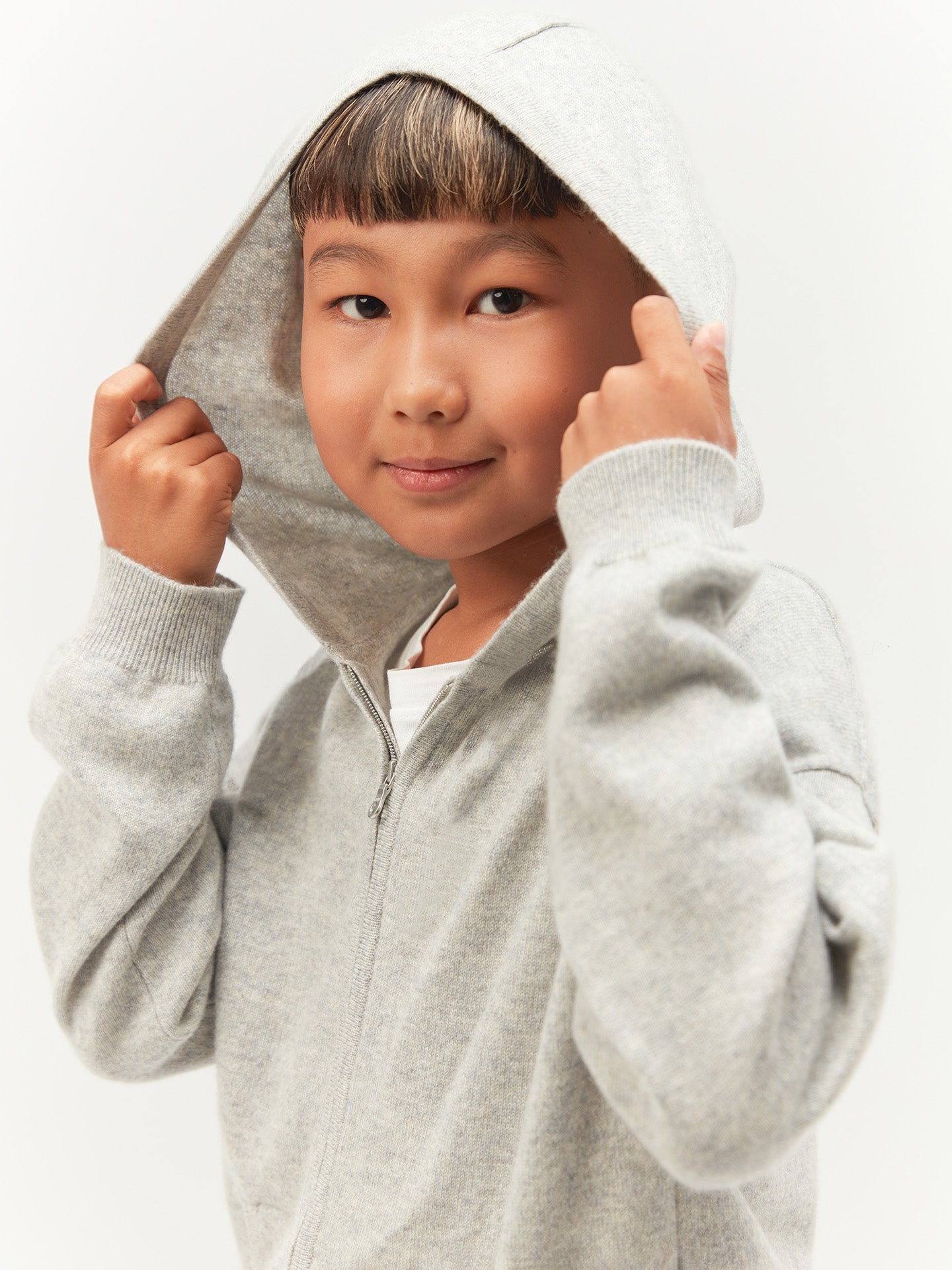 Cardigan zippé à capuche en cachemire Gris - Gobi Cashmere