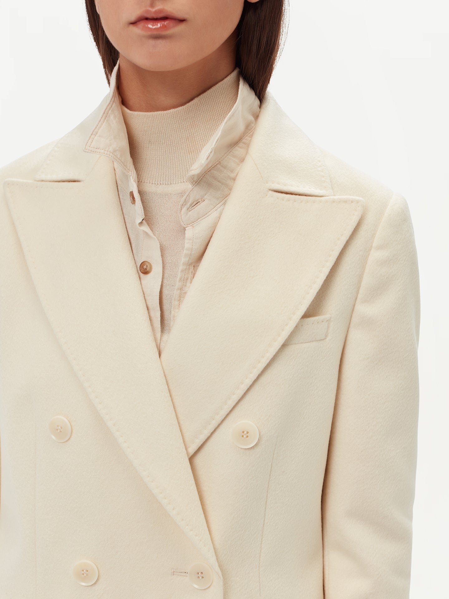 Manteau long à revers en cachemire pour femme Blanc - Gobi Cashmere 
