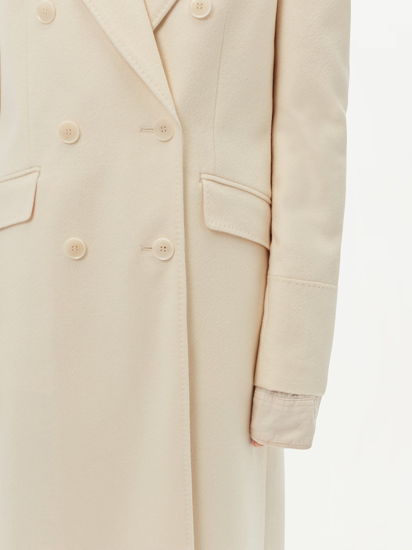 Manteau long à revers en cachemire pour femme Blanc - Gobi Cashmere 