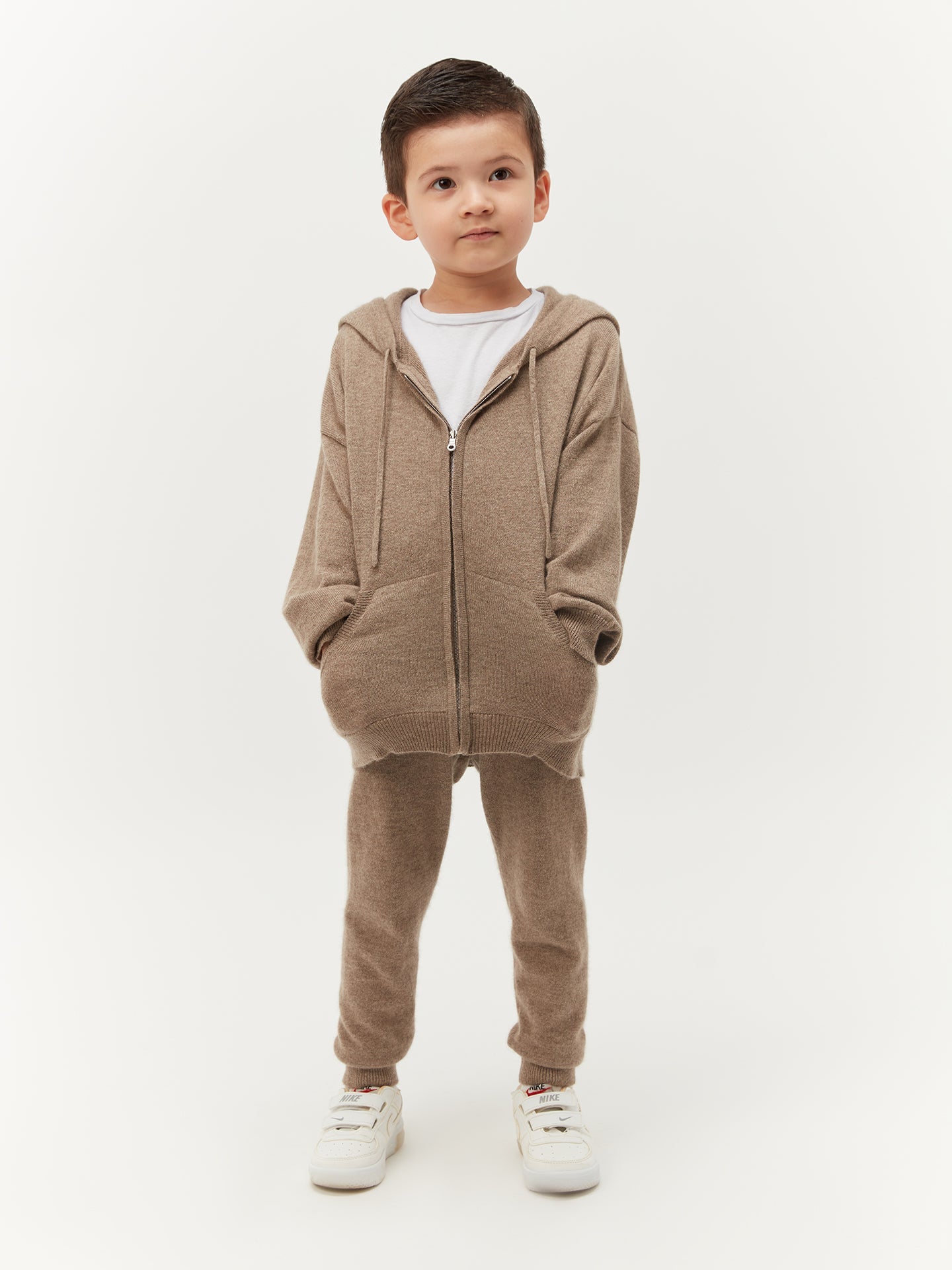 Cardigan zippé à capuche en cachemire Taupe - Gobi Cashmere