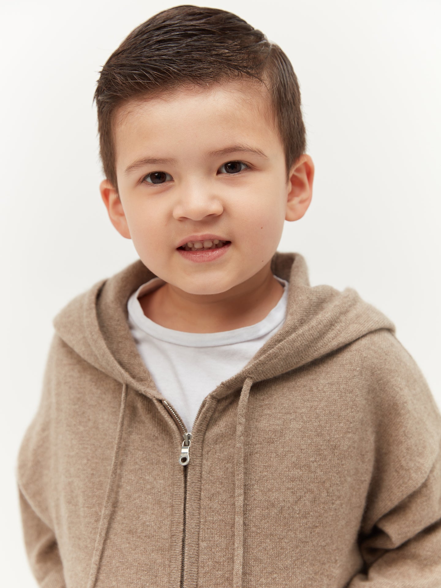 Cardigan zippé à capuche en cachemire Taupe - Gobi Cashmere
