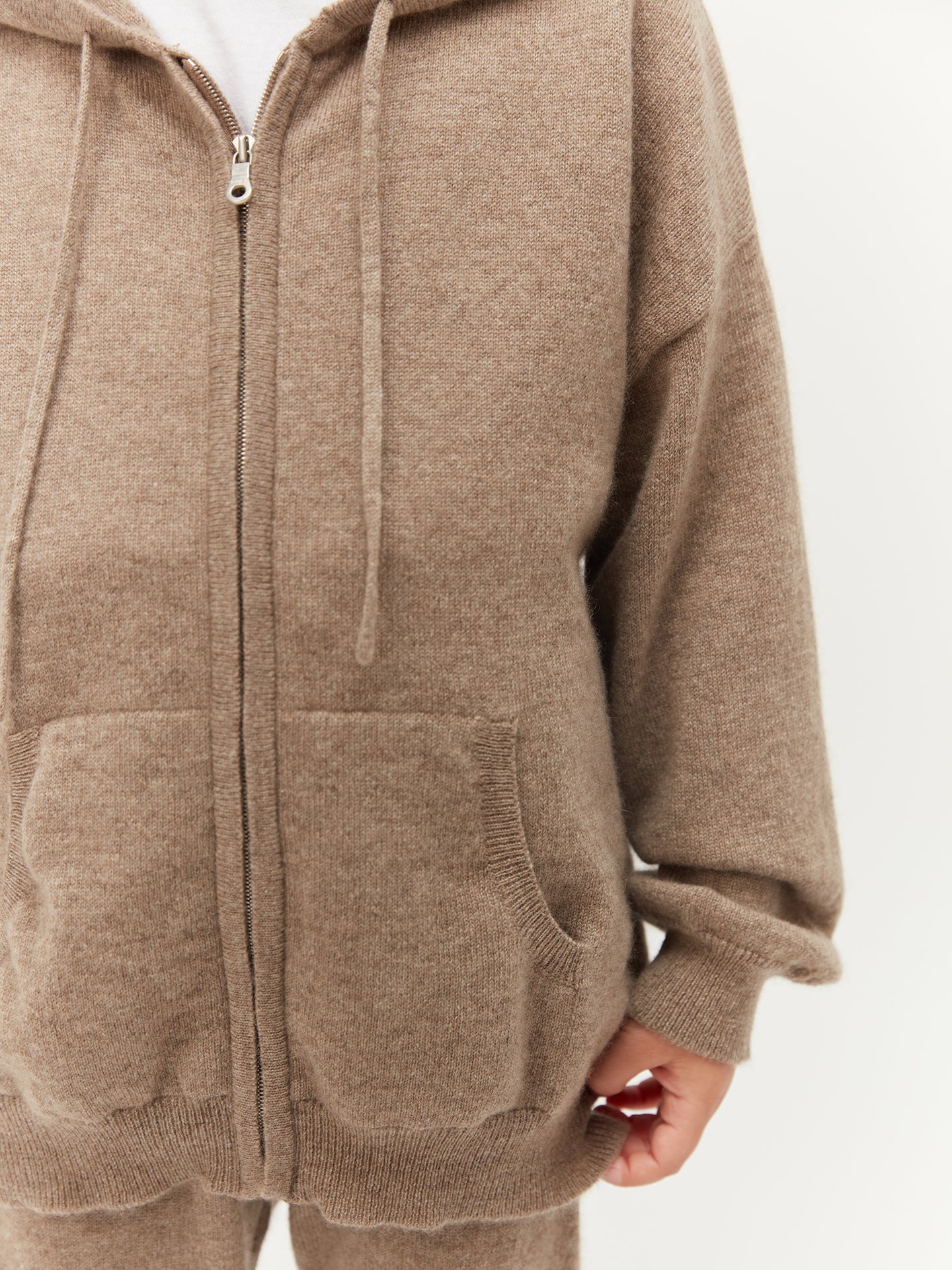 Cardigan zippé à capuche en cachemire Taupe - Gobi Cashmere