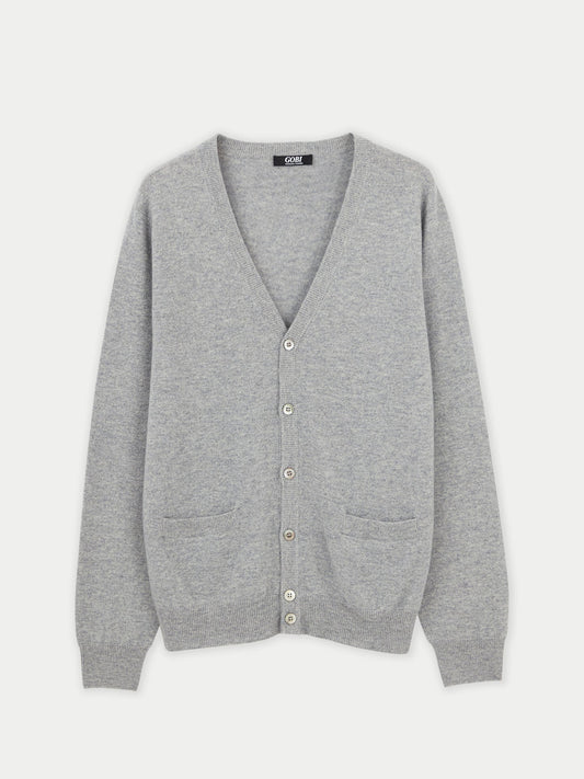 Cardigan a col V en Cachemire pour hommes Gris - Gobi Cashmere