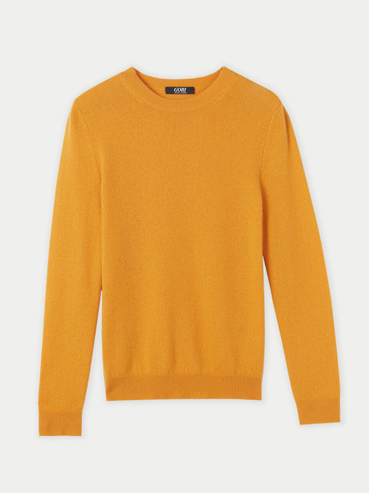 Cachemire léger pour femme Poids Basique Col Rond Jaune - Gobi Cashmere