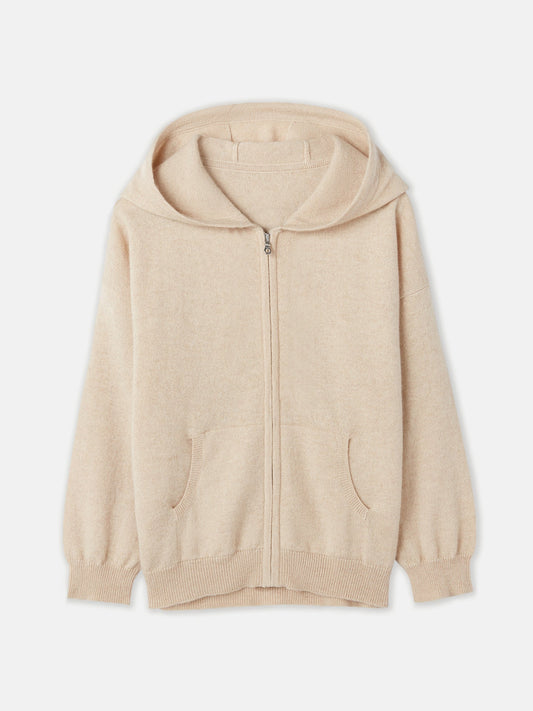 Cardigan zippé à capuche en cachemire Taupe - Gobi Cashmere