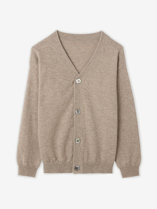 Cardigan col en V en cachemire Taupe - Gobi Cashmere