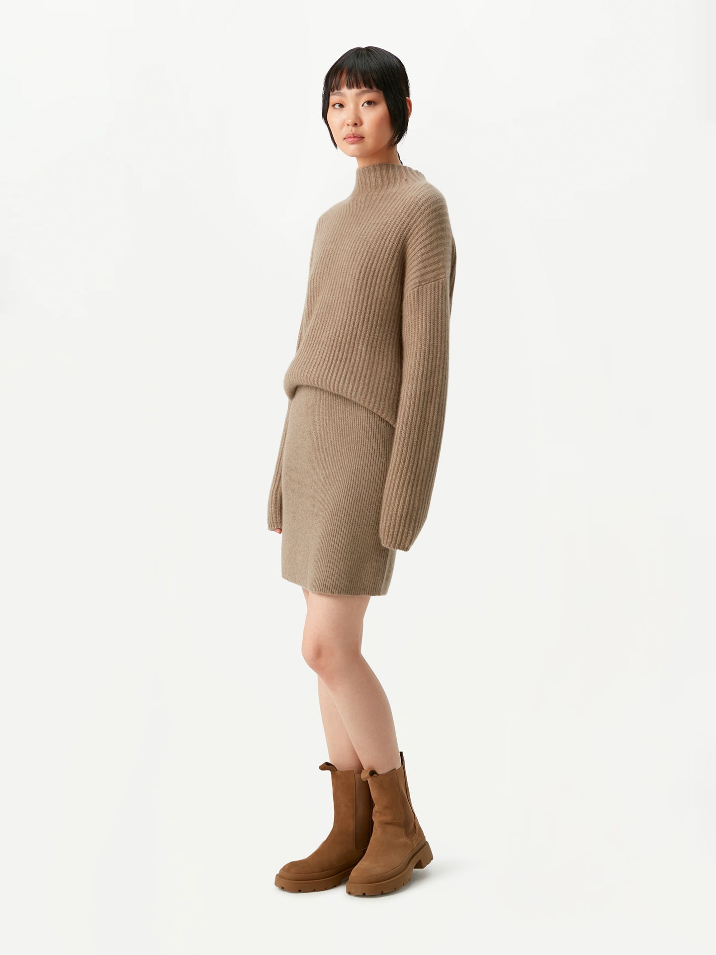 Mini jupe en cachemire- Cachemire organiquee - Touch of Nature Taupe - Gobi Cashmere Taupe - Gobi Cashmere