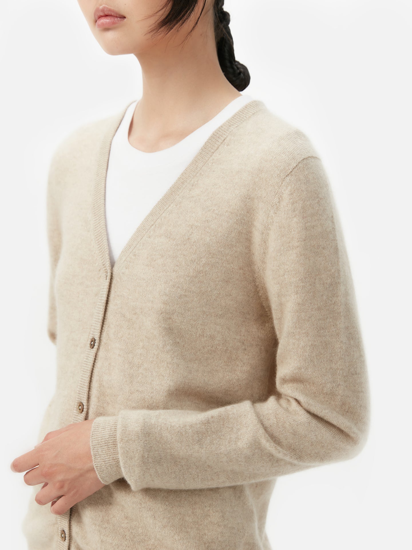 Cardigan col en V en Cachemire pour femmes Taupe - Gobi Cashmere