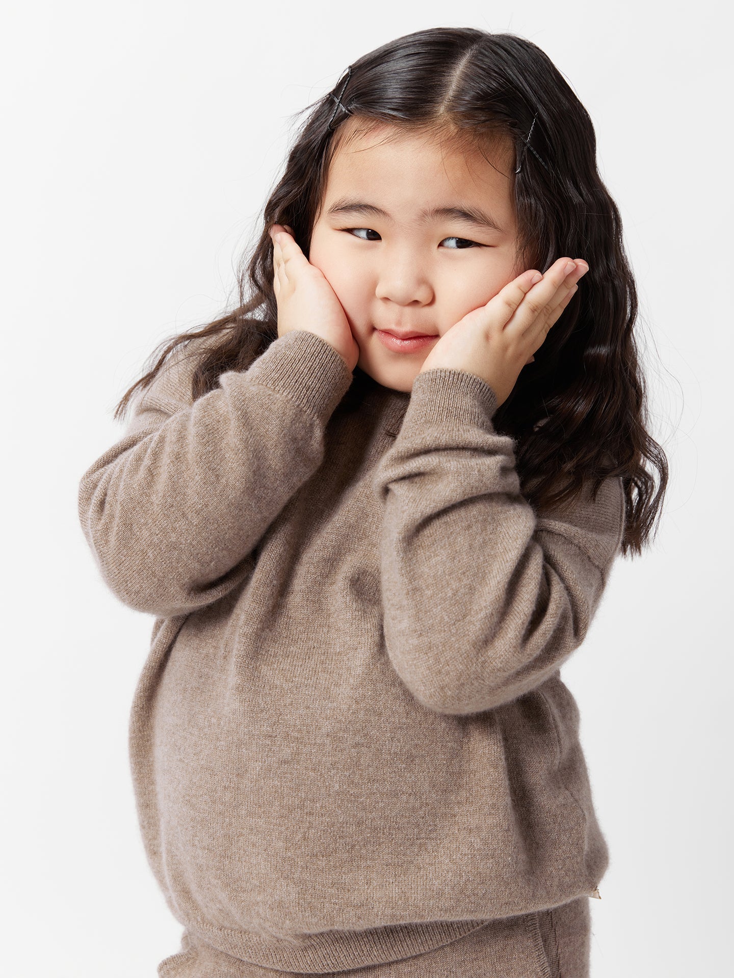 Pull en cachemire pour enfants Taupe - Gobi Cahmere