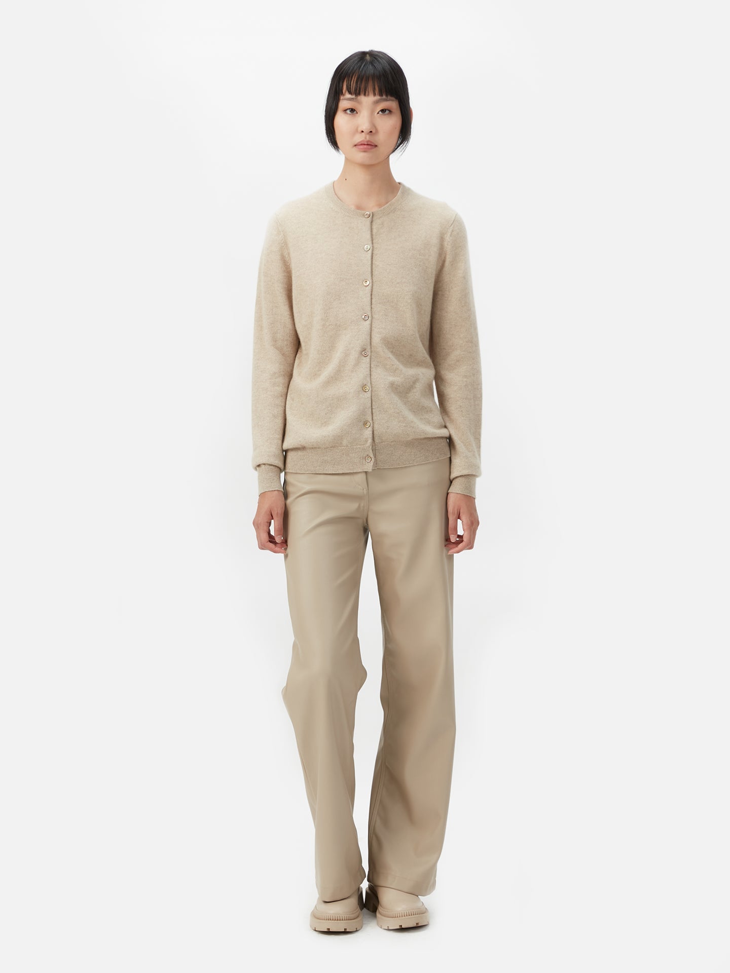 Cardigan col rond en Cachemire pour femmes Taupe - Gobi Cashmere