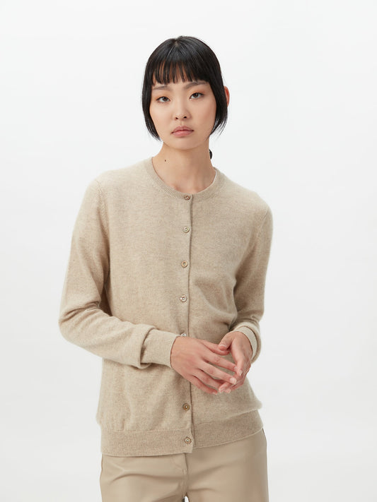Cardigan col rond en Cachemire pour femmes Taupe - Gobi Cashmere